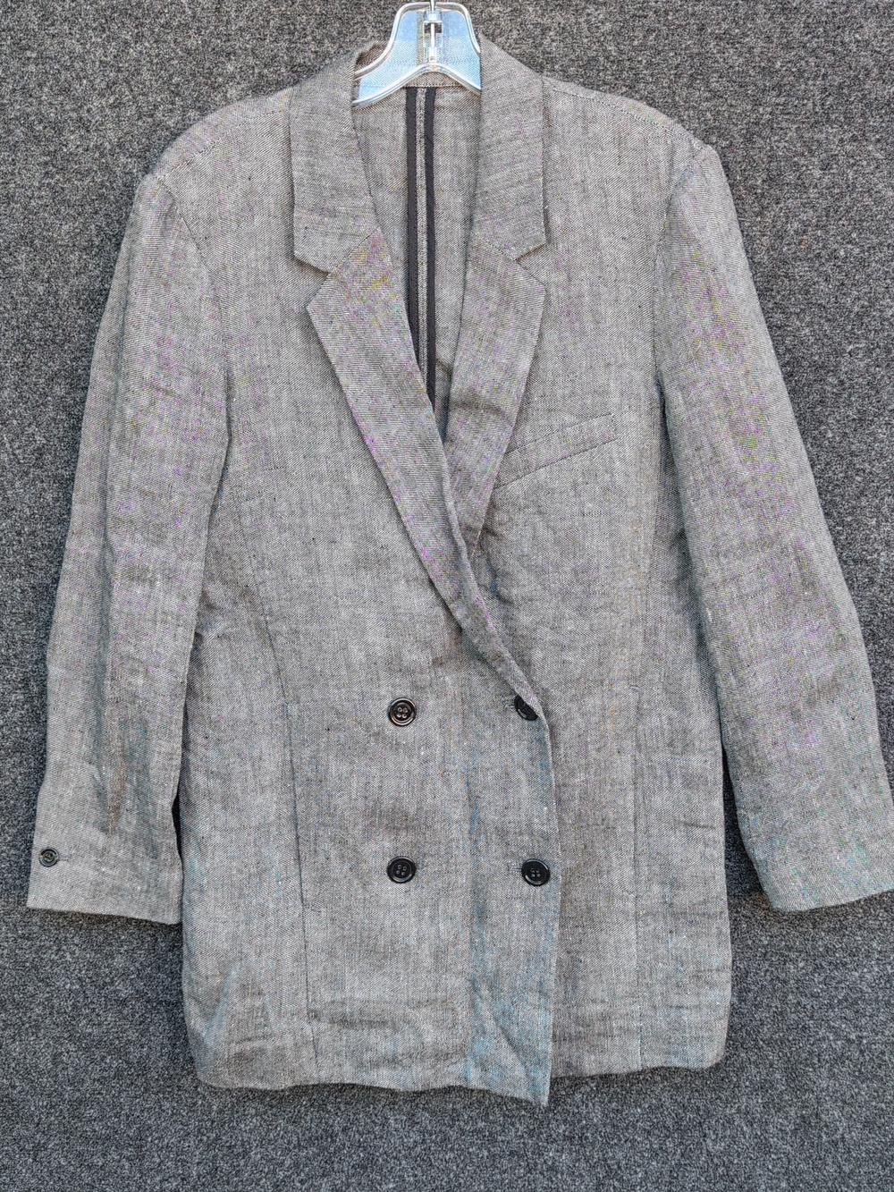 The Kooples Jacket Womens Large Gray Linen Double Breasted Oversized Office Work